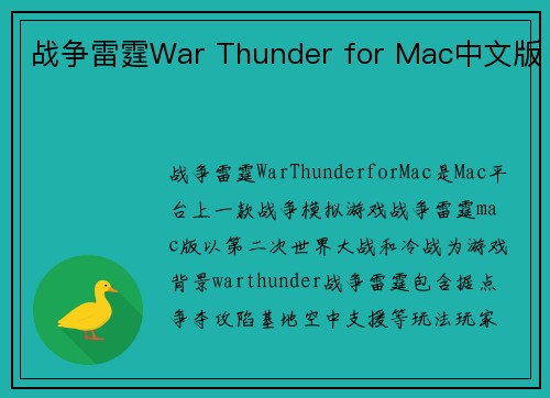 战争雷霆War Thunder for Mac中文版